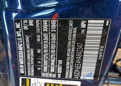 2017 Mercedes-Benz Gls 450 4Matic z USA, uszkodzony, nr VIN 4JGDF6EE4HA842347